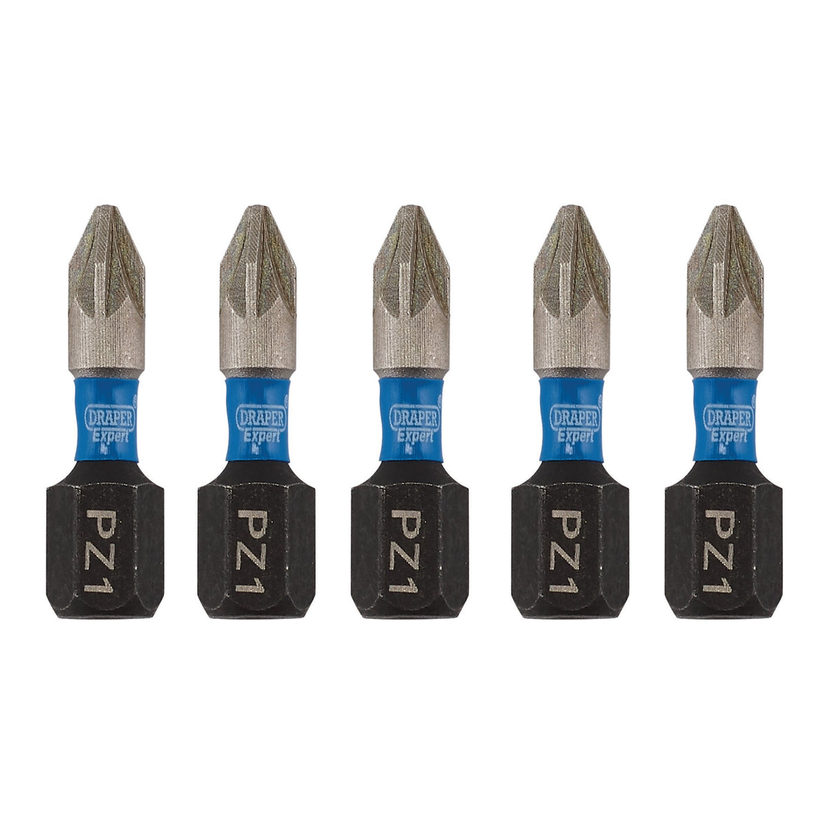 Draper Expert PZ-Type Impact Screwdriver Bits, No.1 x 25mm, 1/4" Hex (Pack of 5) : Model No. IMBH/PZ25/5