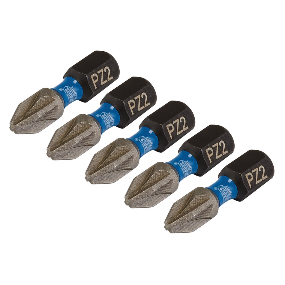 Draper Expert PZ-Type Impact Screwdriver Bits, No.2 x 25mm, 1/4" Hex (Pack of 5) : Model No. IMBH/PZ25/5
