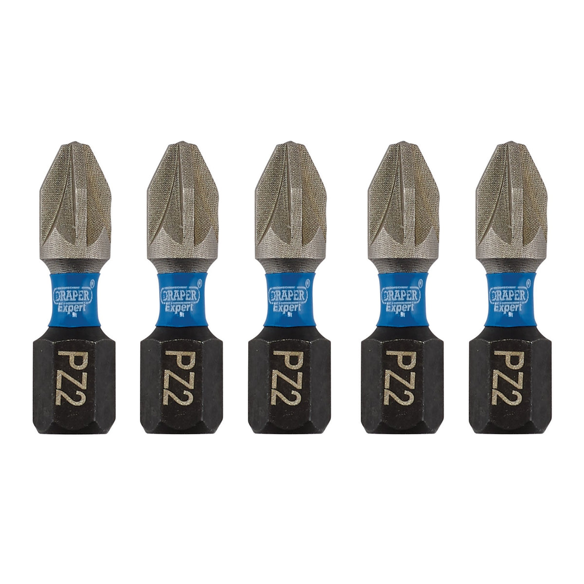 Draper Expert PZ-Type Impact Screwdriver Bits, No.2 x 25mm, 1/4" Hex (Pack of 5) : Model No. IMBH/PZ25/5