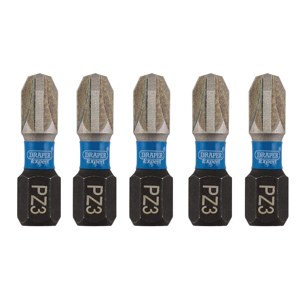 Draper Expert PZ-Type Impact Screwdriver Bits, No.3 x 25mm, 1/4" Hex (Pack of 5) : Model No. IMBH/PZ25/5