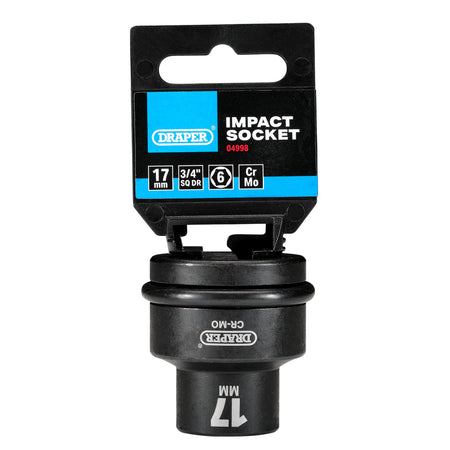 DRAPER Expert 17mm 3/4in. Square Drive Hi-Torq ; 6 Point Impact Socket: Model No.419-MM