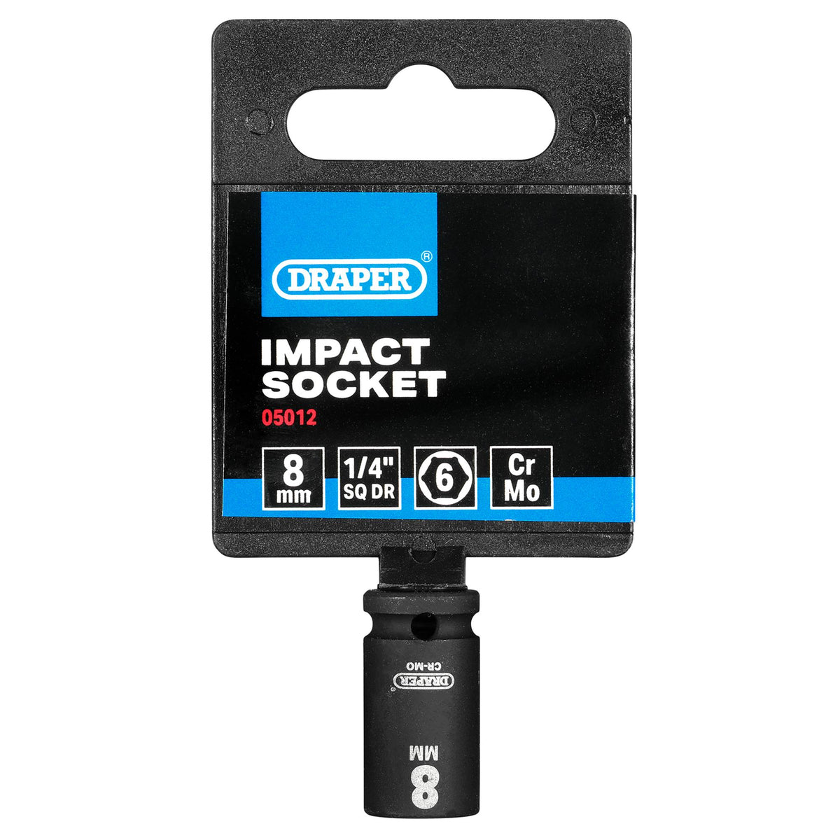 DRAPER Expert 8mm 1/4in. Square Drive Hi-Torq ; 6 Point Impact Socket: Model No.406-MM