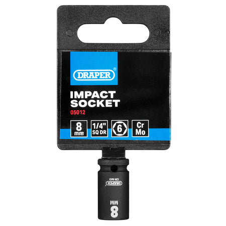 DRAPER Expert 8mm 1/4in. Square Drive Hi-Torq ; 6 Point Impact Socket: Model No.406-MM