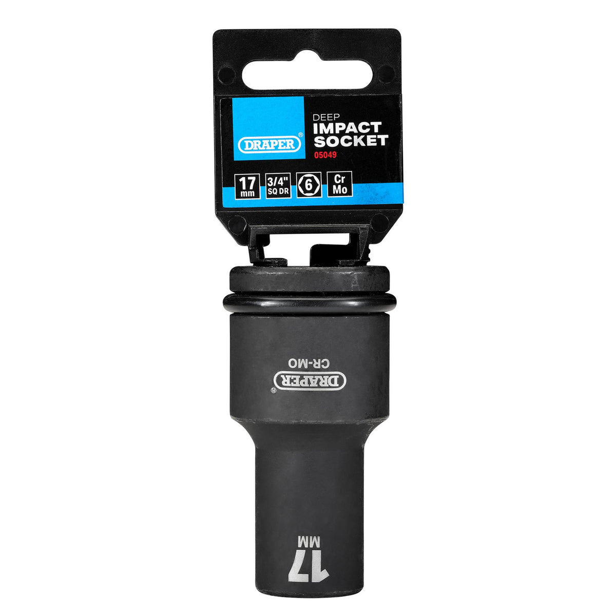 DRAPER Expert 17mm 3/4in. Square Drive Hi-Torq ; 6 Point Deep Impact Socket: Model No.419D-MM