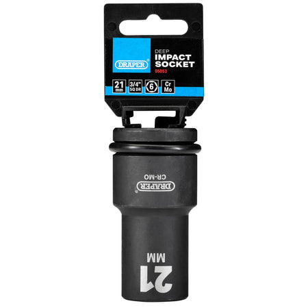 DRAPER Expert 21mm 3/4in. Square Drive Hi-Torq ; 6 Point Deep Impact Socket: Model No.419D-MM