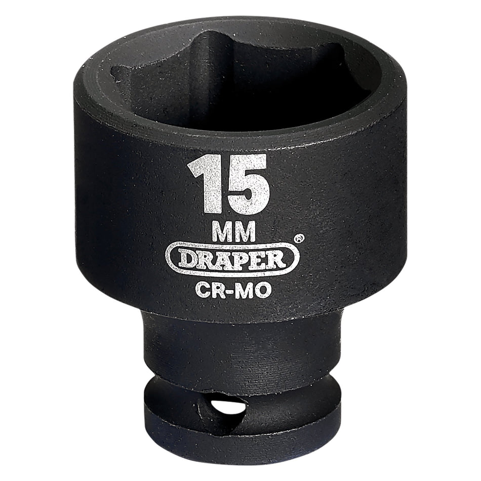 DRAPER Expert 15mm 1/4in. Square Drive Hi-Torq ; 6 Point Impact Socket: Model No.406-MM