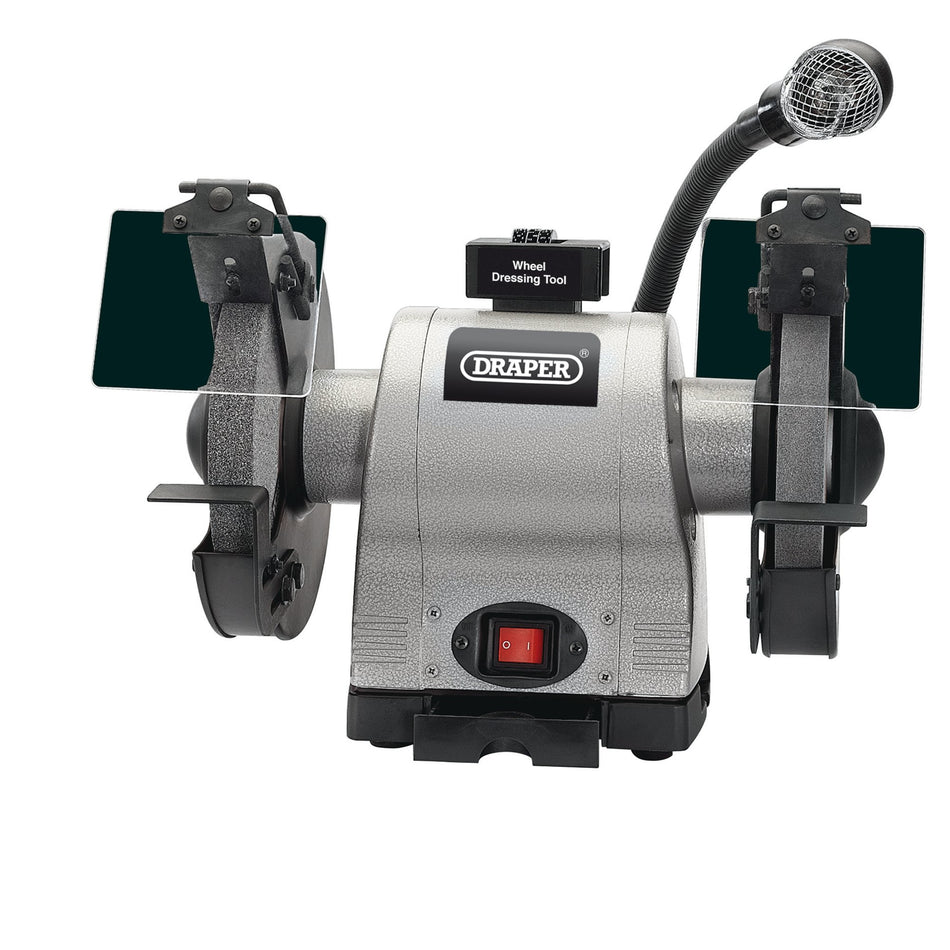 DRAPER 200mm 550W 230V Heavy Duty Bench Grinder with Worklight: Model No.GD825L