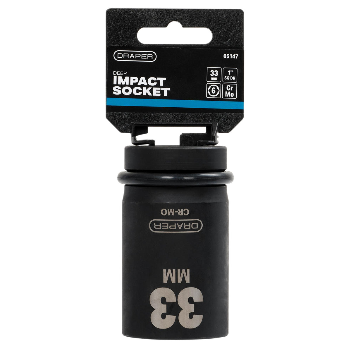 DRAPER Expert 33mm 1in. Square Drive Hi-Torq ; 6 Point Deep Impact Socket: Model No.425D-MM