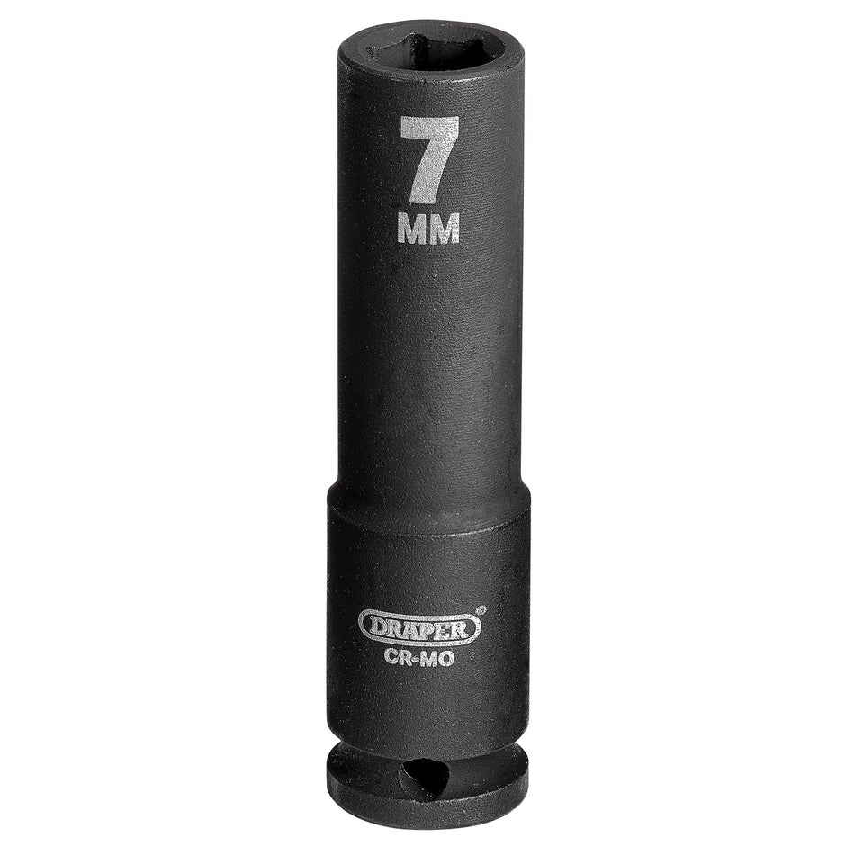 DRAPER Expert 7mm 1/4in. Square Drive Hi-Torq ; 6 Point Deep Impact Socket: Model No.406D-MM