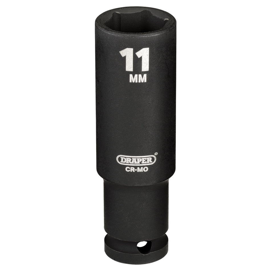DRAPER Expert 11mm 1/4in. Square Drive Hi-Torq ; 6 Point Deep Impact Socket: Model No.406D-MM
