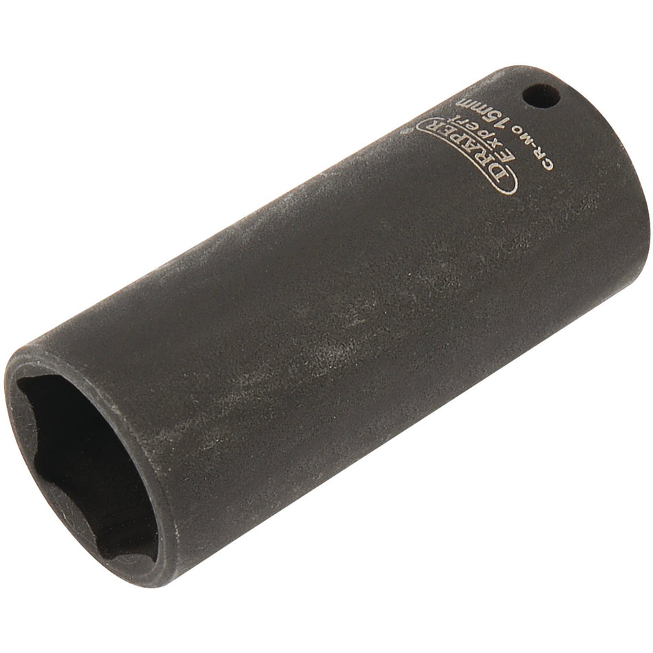 DRAPER Expert 15mm 1/4in. Square Drive Hi-Torq ; 6 Point Deep Impact Socket: Model No.406D-MM