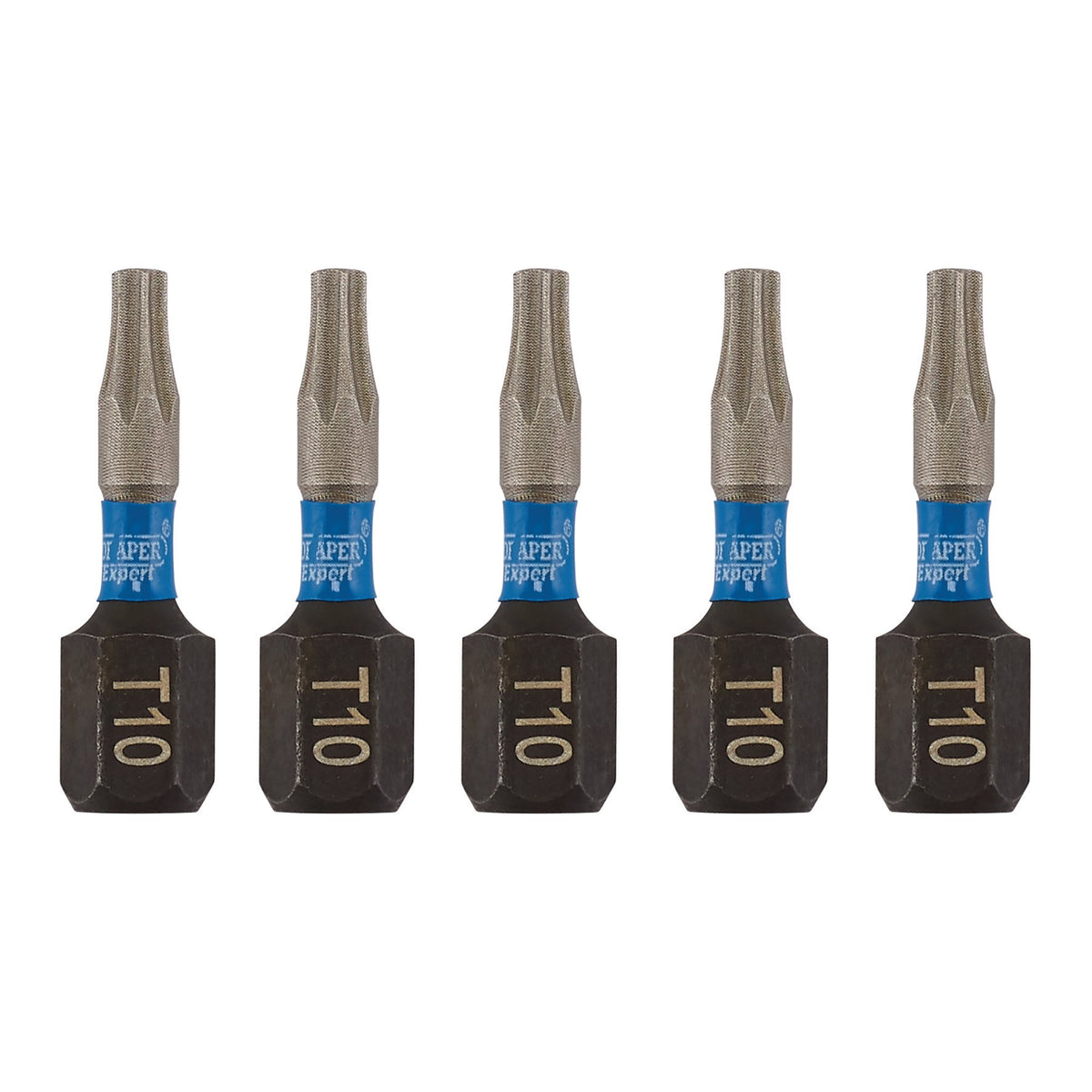 Draper Expert TX-STAR Impact Screwdriver Bits, T10 x 25mm, 1/4" Hex (Pack of 5) : Model No. IMBH/TX25/5