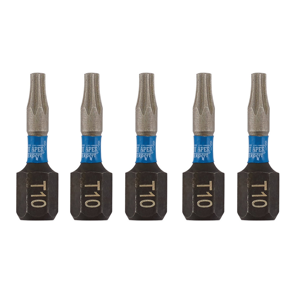 Draper Expert TX-STAR Impact Screwdriver Bits, T10 x 25mm, 1/4" Hex (Pack of 5) : Model No. IMBH/TX25/5