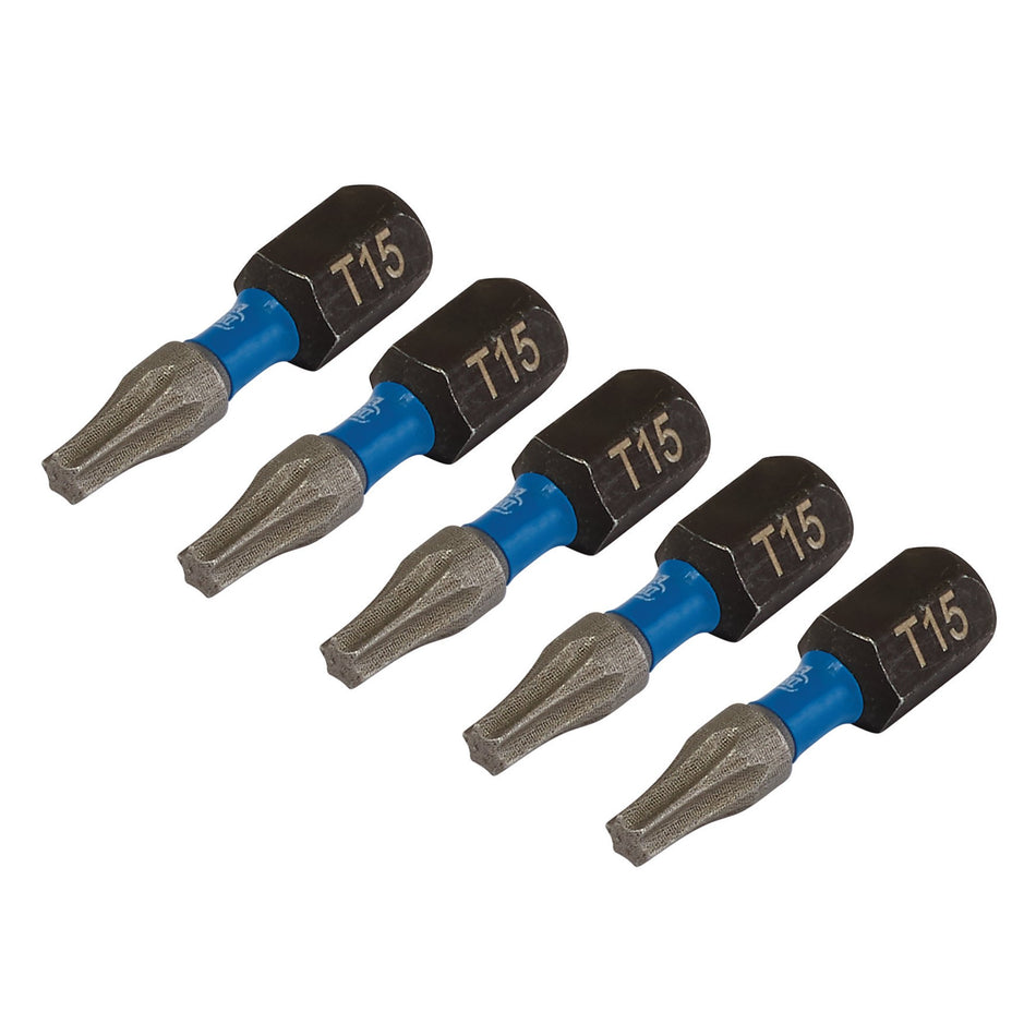 Draper Expert TX-STAR Impact Screwdriver Bits, T15 x 25mm, 1/4" Hex (Pack of 5) : Model No. IMBH/TX25/5