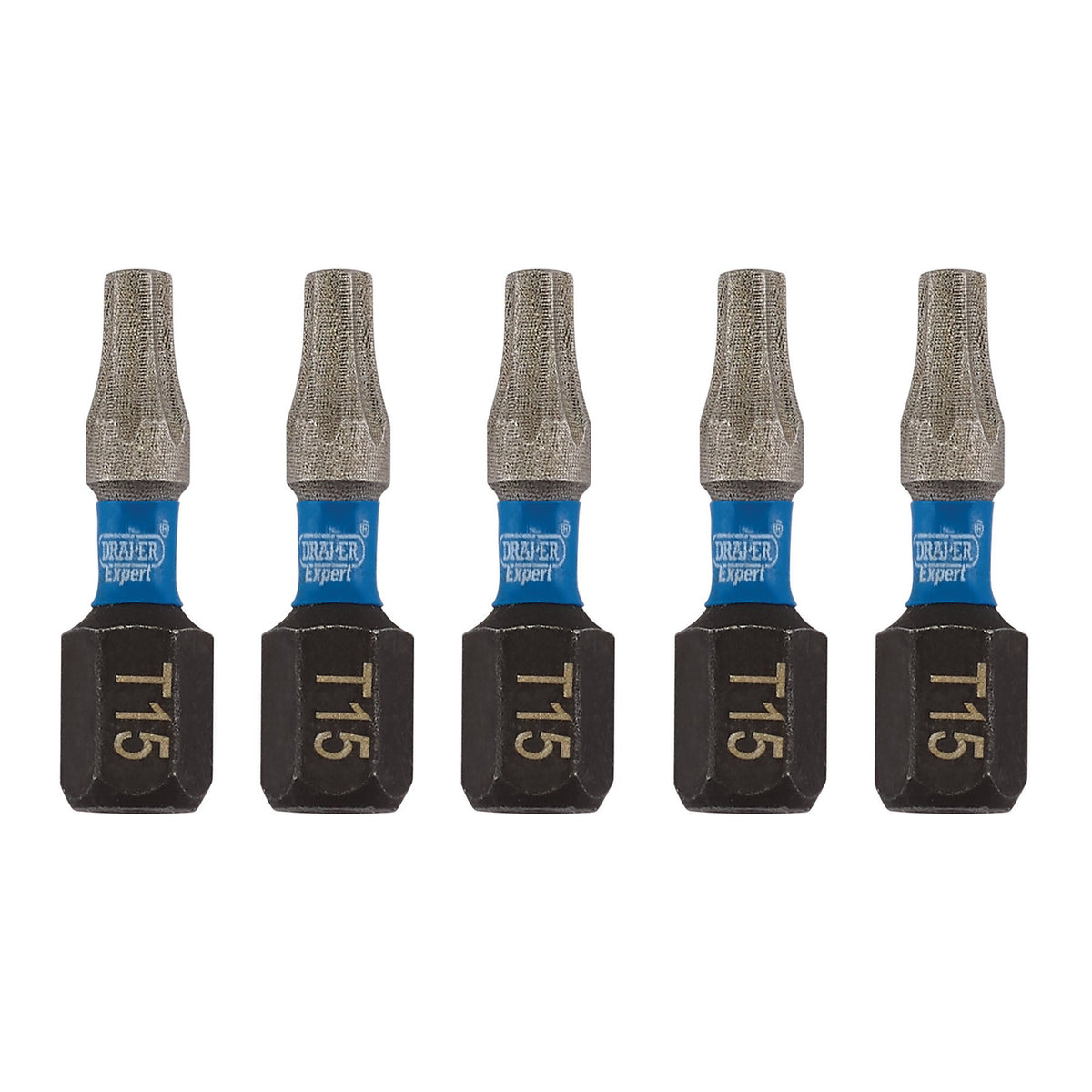 Draper Expert TX-STAR Impact Screwdriver Bits, T15 x 25mm, 1/4" Hex (Pack of 5) : Model No. IMBH/TX25/5