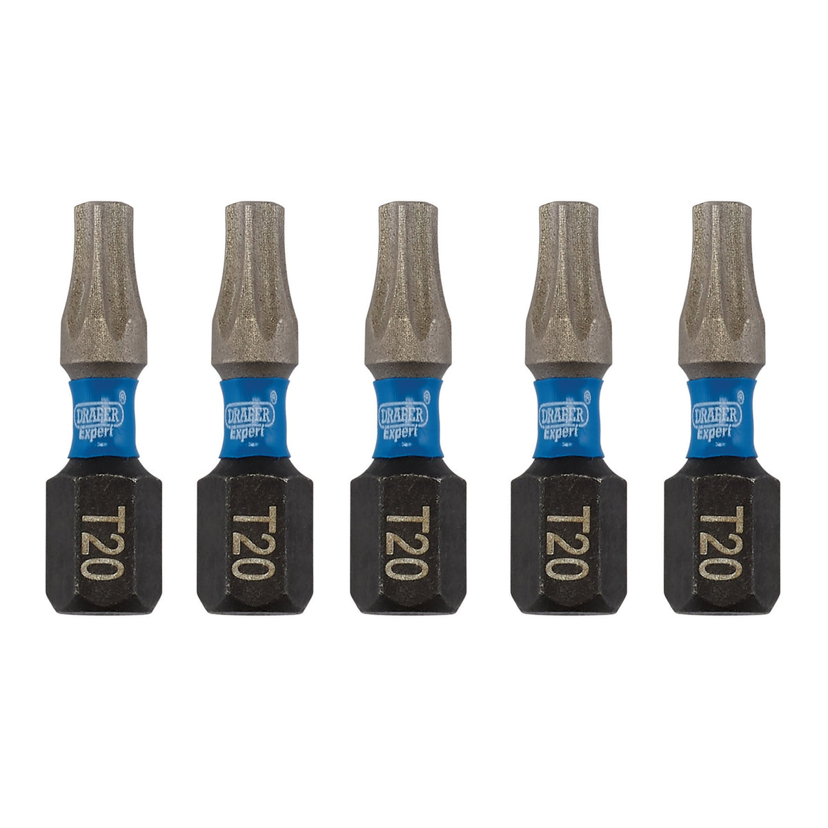 Draper Expert TX-STAR Impact Screwdriver Bits, T20 x 25mm, 1/4" Hex (Pack of 5) : Model No. IMBH/TX25/5