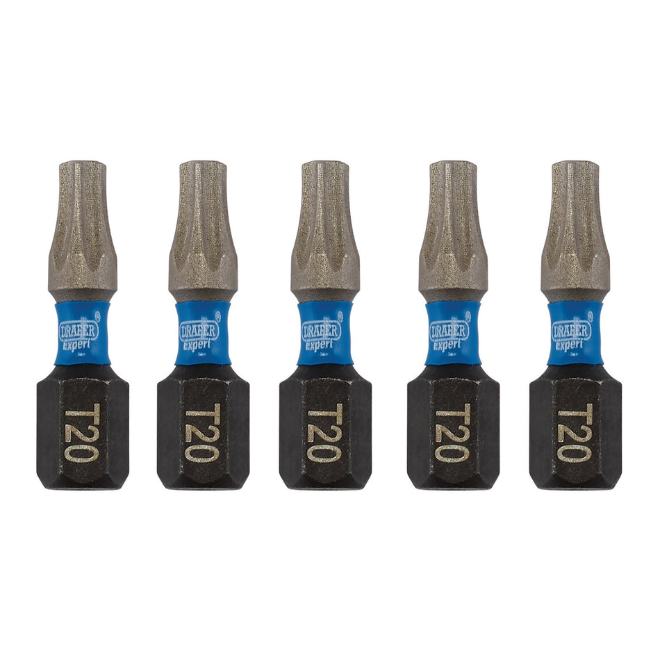 Draper Expert TX-STAR Impact Screwdriver Bits, T20 x 25mm, 1/4" Hex (Pack of 5) : Model No. IMBH/TX25/5
