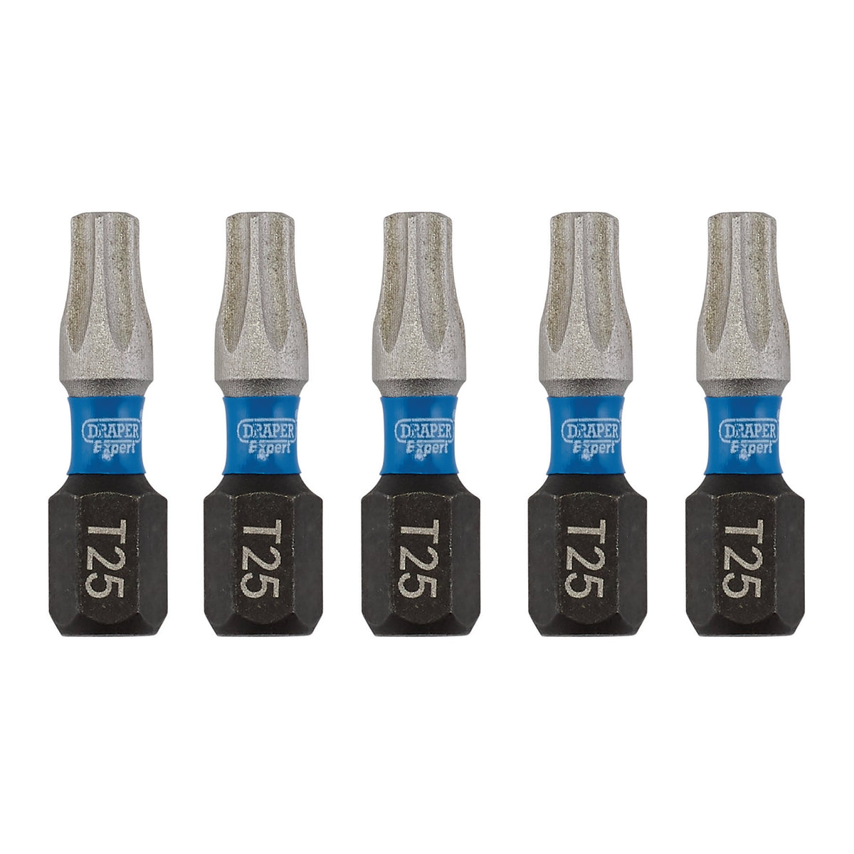 Draper Expert TX-STAR Impact Screwdriver Bits, T25 x 25mm, 1/4" Hex (Pack of 5) : Model No. IMBH/TX25/5