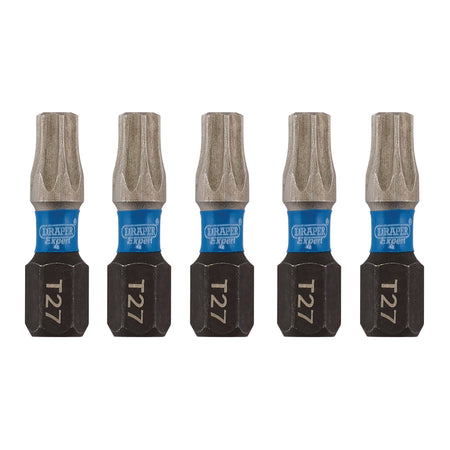 Draper Expert TX-STAR Impact Screwdriver Bits, T27 x 25mm, 1/4" Hex (Pack of 5) : Model No. IMBH/TX25/5
