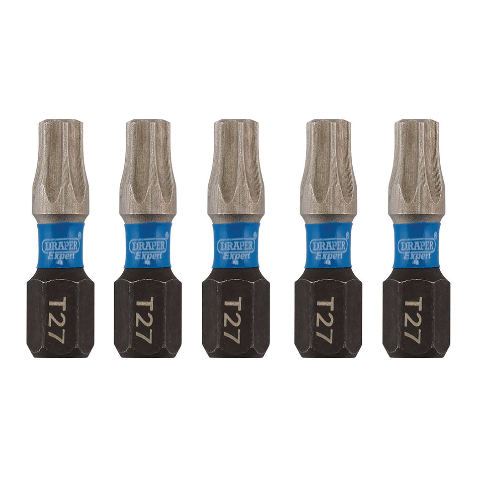 Draper Expert TX-STAR Impact Screwdriver Bits, T27 x 25mm, 1/4" Hex (Pack of 5) : Model No. IMBH/TX25/5