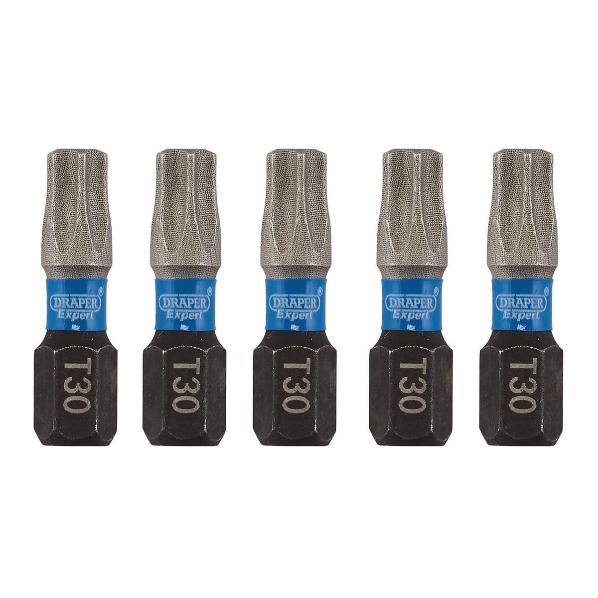 Draper Expert TX-STAR Impact Screwdriver Bits, T30 x 25mm, 1/4" Hex (Pack of 5) : Model No. IMBH/TX25/5