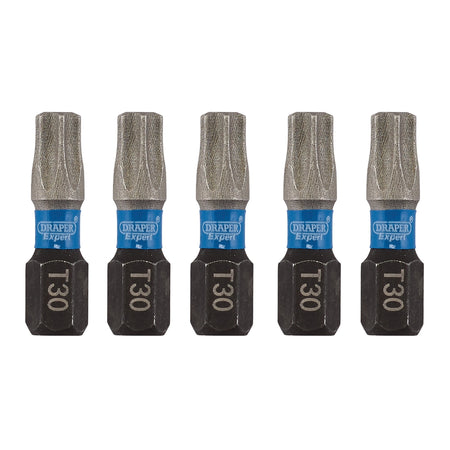 Draper Expert TX-STAR Impact Screwdriver Bits, T30 x 25mm, 1/4" Hex (Pack of 5) : Model No. IMBH/TX25/5