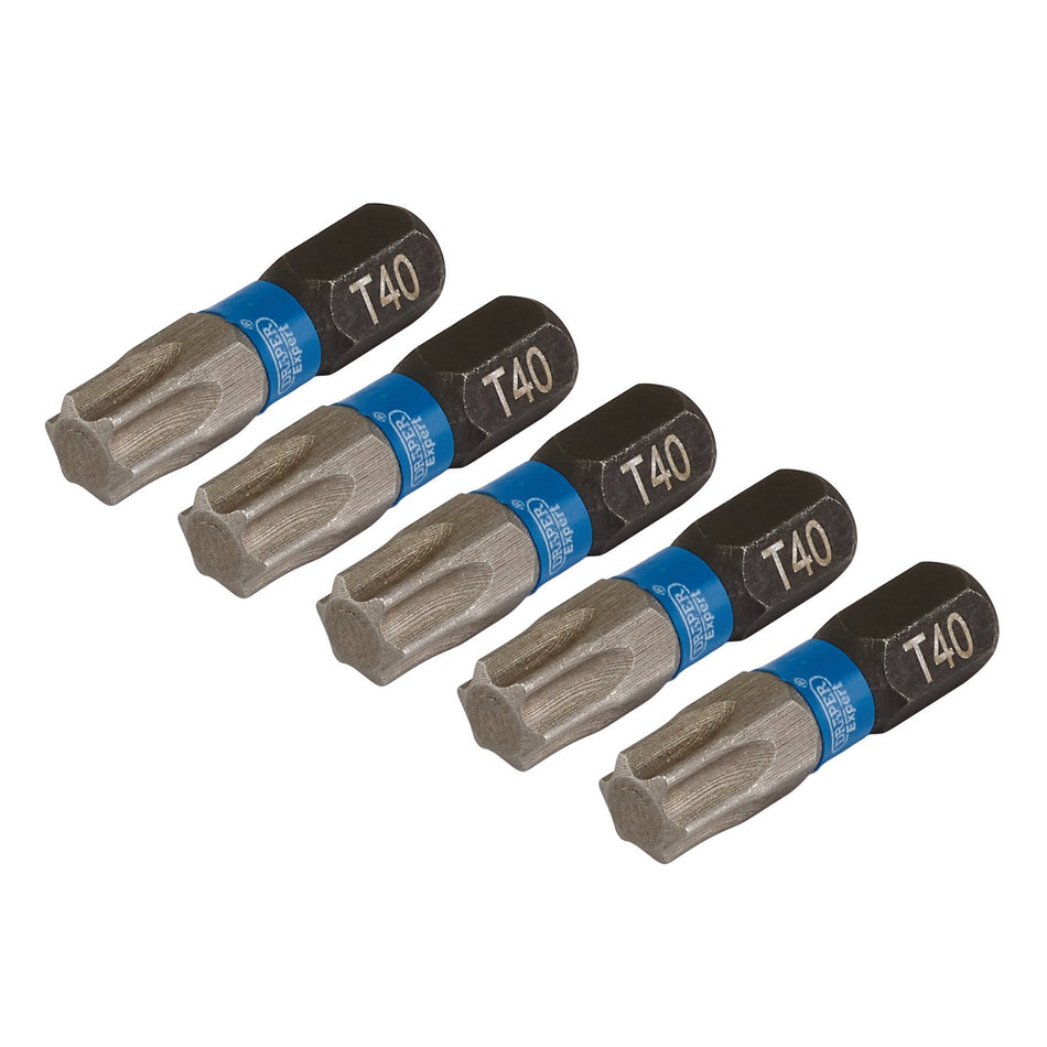 Draper Expert TX-STAR Impact Screwdriver Bits, T40 x 25mm, 1/4" Hex (Pack of 5) : Model No. IMBH/TX25/5