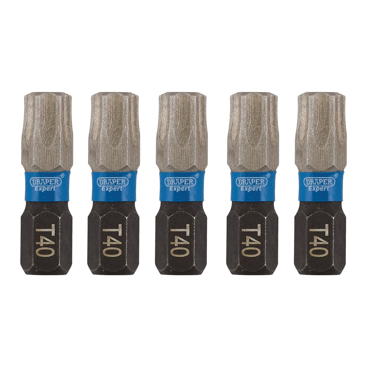 Draper Expert TX-STAR Impact Screwdriver Bits, T40 x 25mm, 1/4" Hex (Pack of 5) : Model No. IMBH/TX25/5