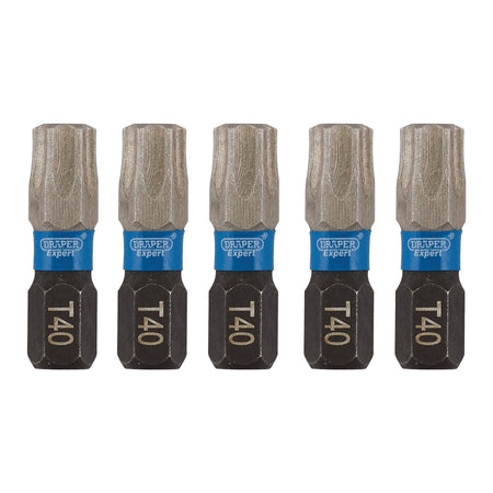 Draper Expert TX-STAR Impact Screwdriver Bits, T40 x 25mm, 1/4" Hex (Pack of 5) : Model No. IMBH/TX25/5