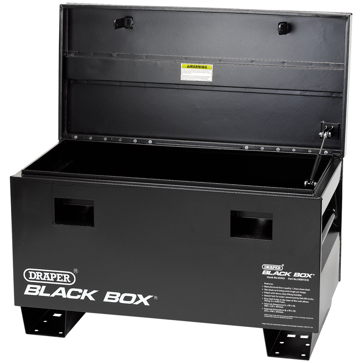 DRAPER Black Box® (Contractors Secure Storage Box) 900 x 425 x 330mm (Approx. Internal Measurements); 910 x 430 x 560mm (Approx. External Measurements) : Model No.DBB915/B