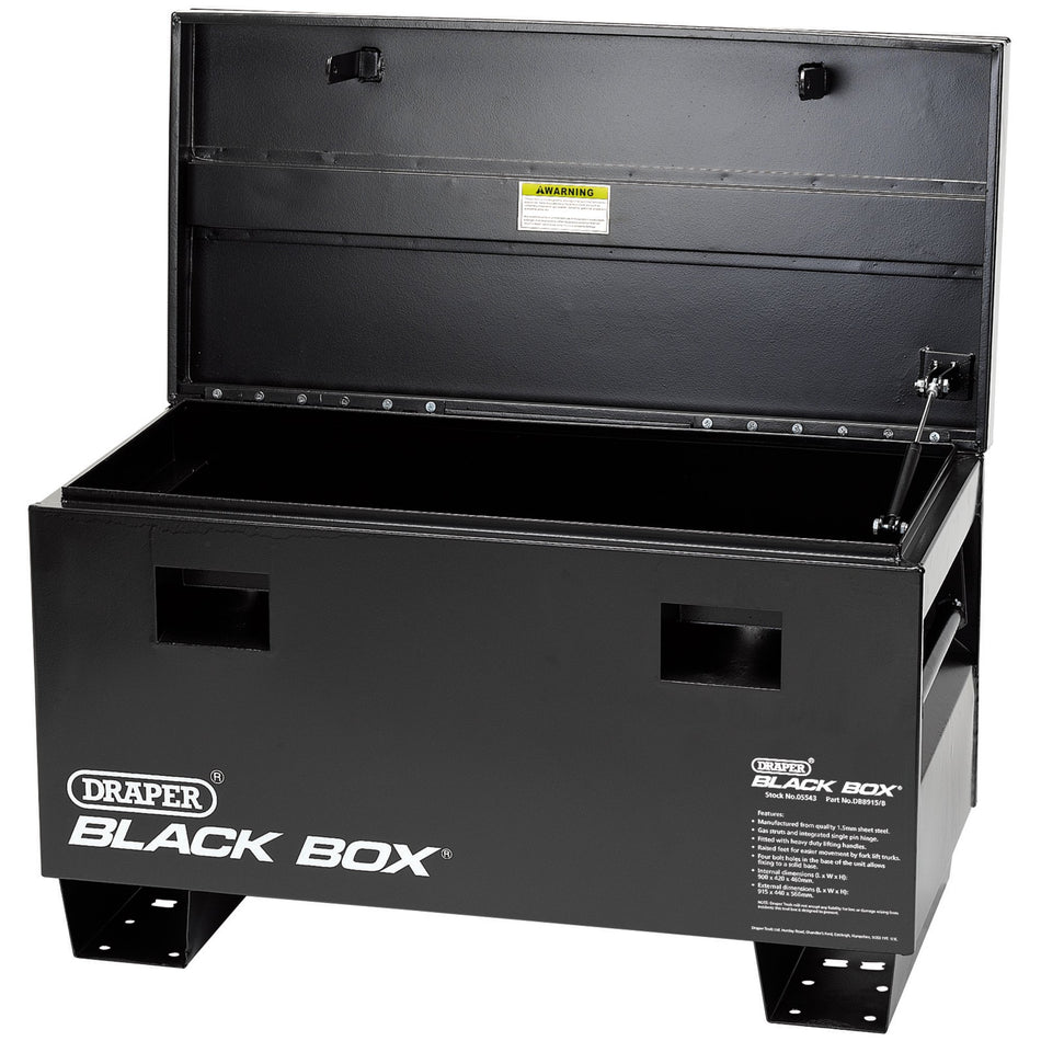 DRAPER Black Box® (Contractors Secure Storage Box) 900 x 425 x 330mm (Approx. Internal Measurements); 910 x 430 x 560mm (Approx. External Measurements) : Model No.DBB915/B