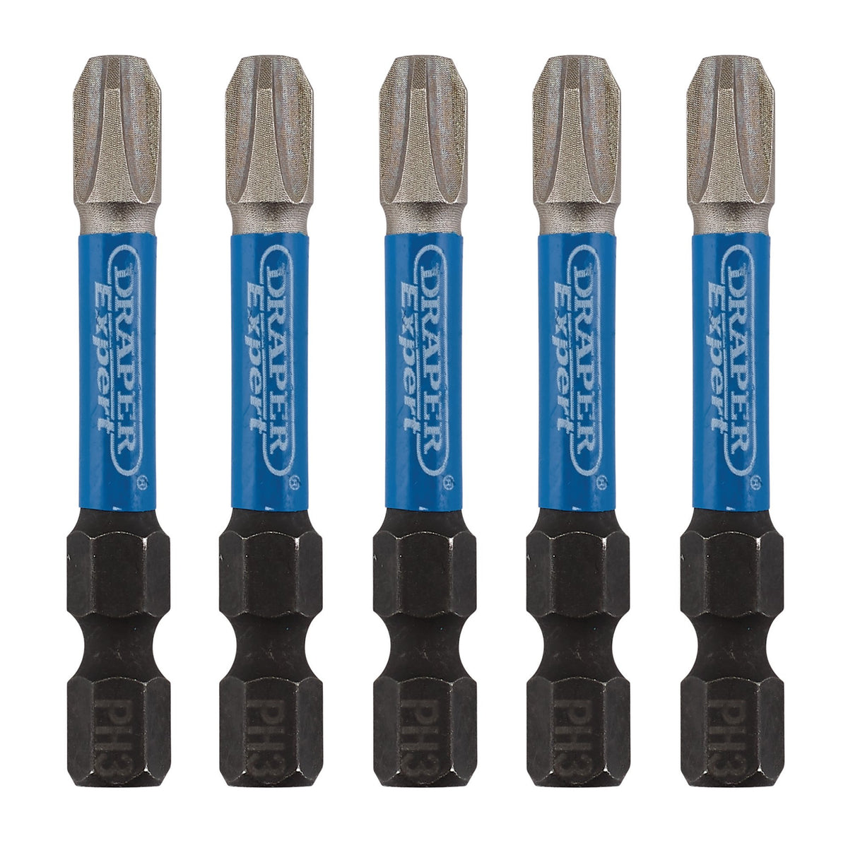 Draper Expert Cross Slot/PH Type Impact Screwdriver Bits, No.3 x 50mm, 1/4" Hex (Pack of 5) : Model No. IMBH/PH50/5