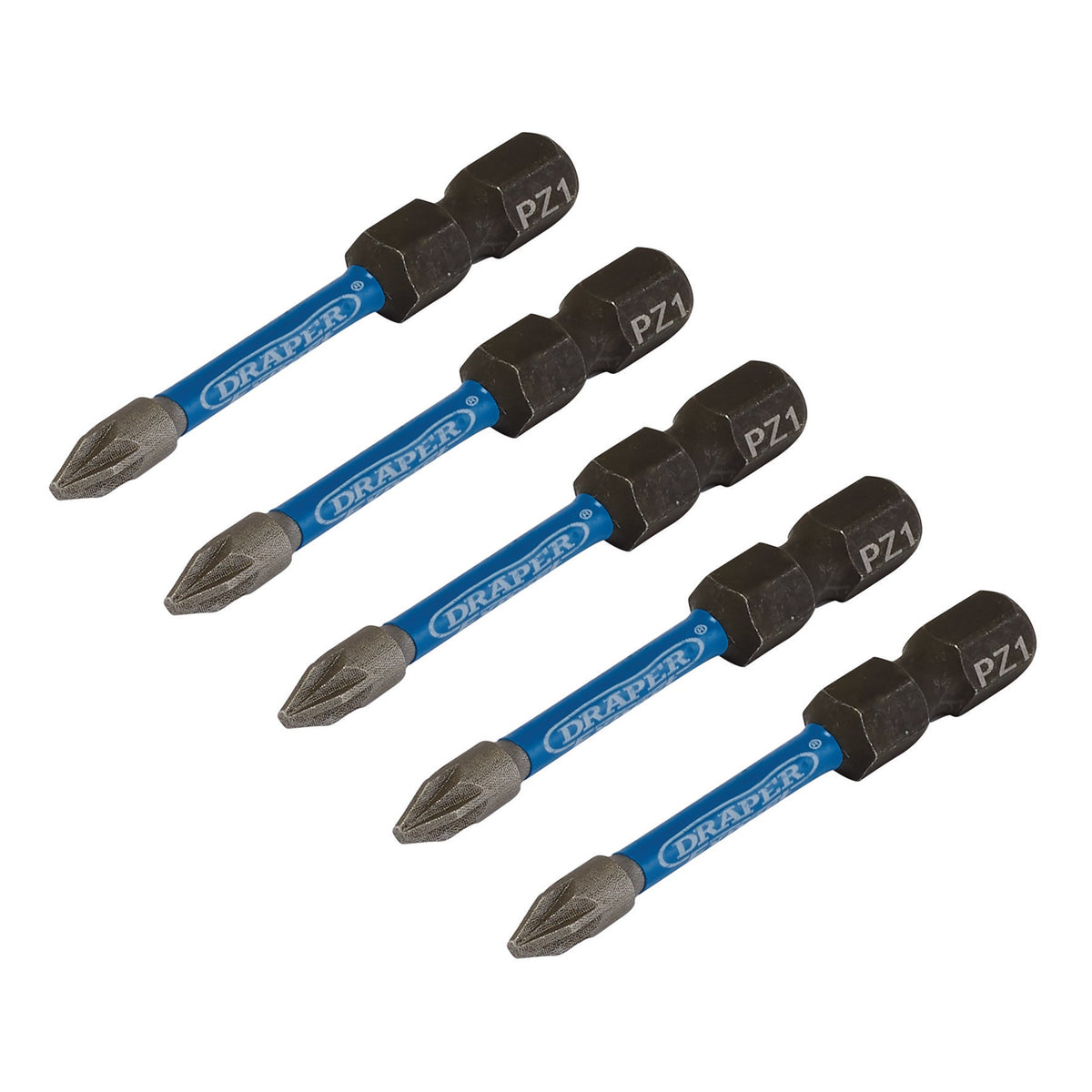 Draper Expert PZ-Type Impact Screwdriver Bits, No.1 x 50mm, 1/4" Hex (Pack of 5) : Model No. IMBH/PZ50/5
