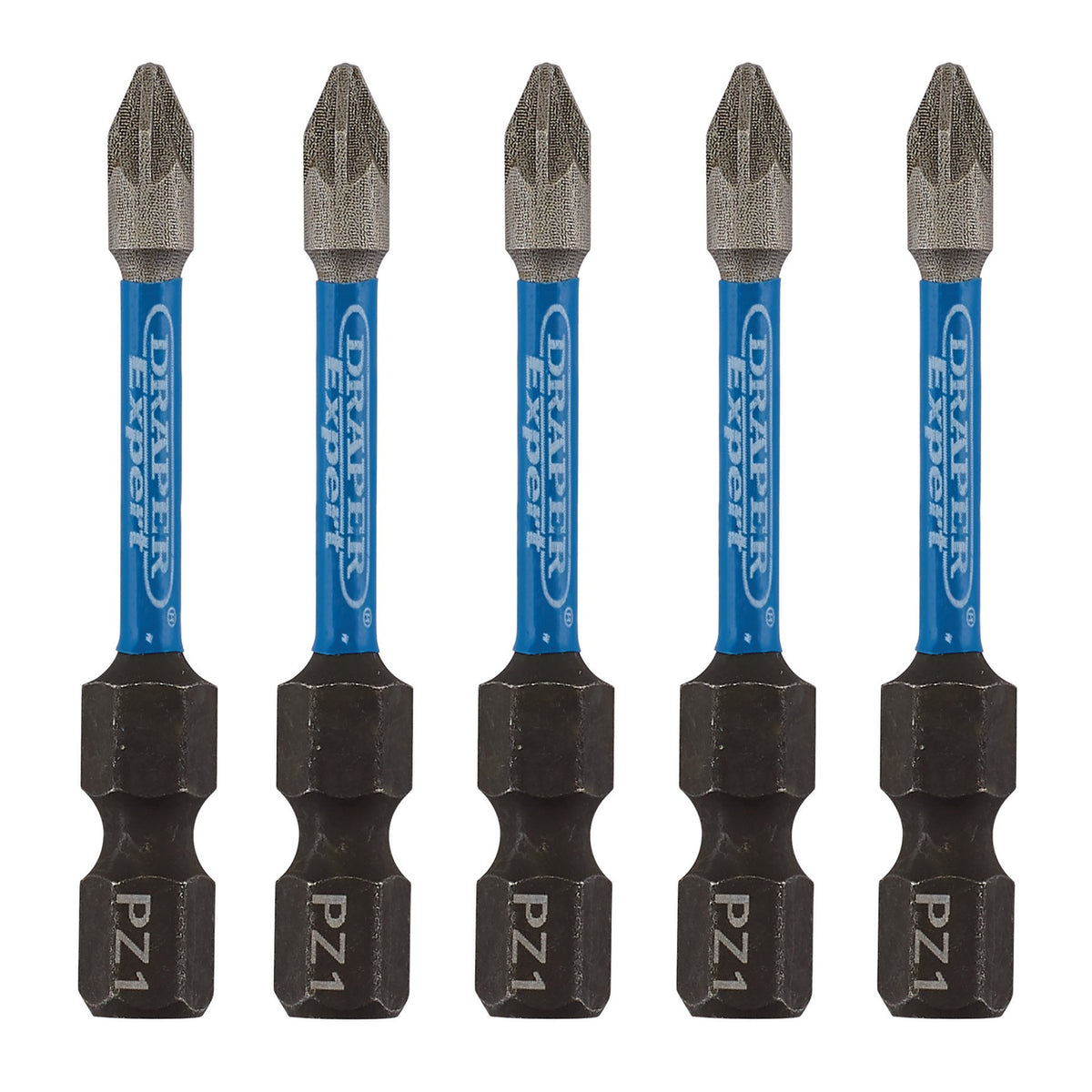 Draper Expert PZ-Type Impact Screwdriver Bits, No.1 x 50mm, 1/4" Hex (Pack of 5) : Model No. IMBH/PZ50/5