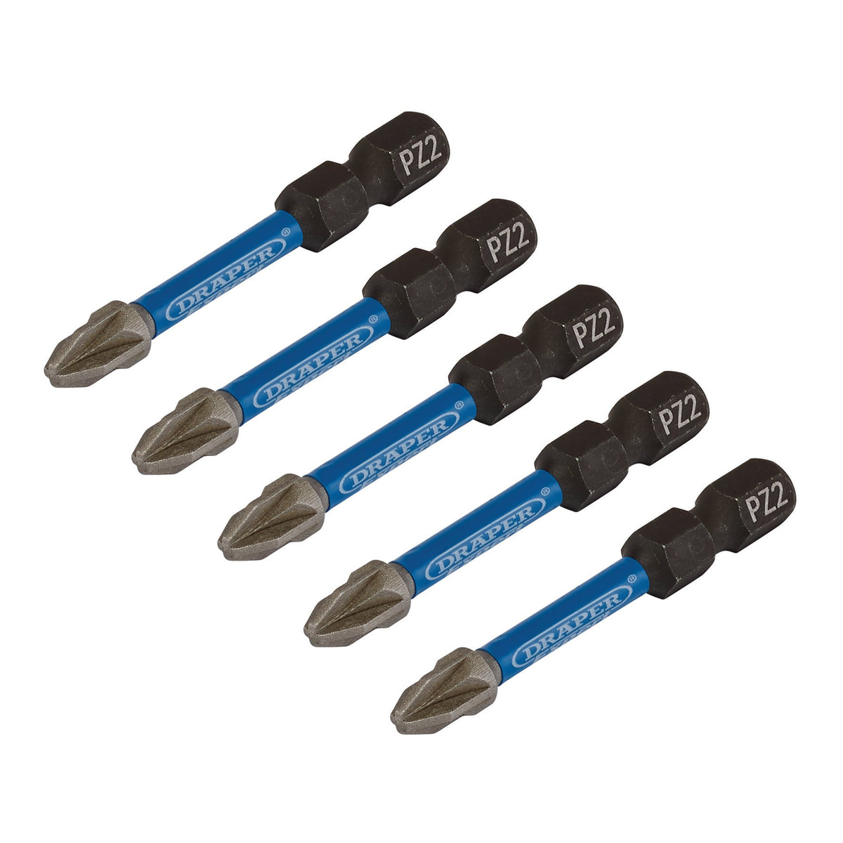 Draper Expert PZ-Type Impact Screwdriver Bits, No.2 x 50mm, 1/4" Hex (Pack of 5) : Model No. IMBH/PZ50/5