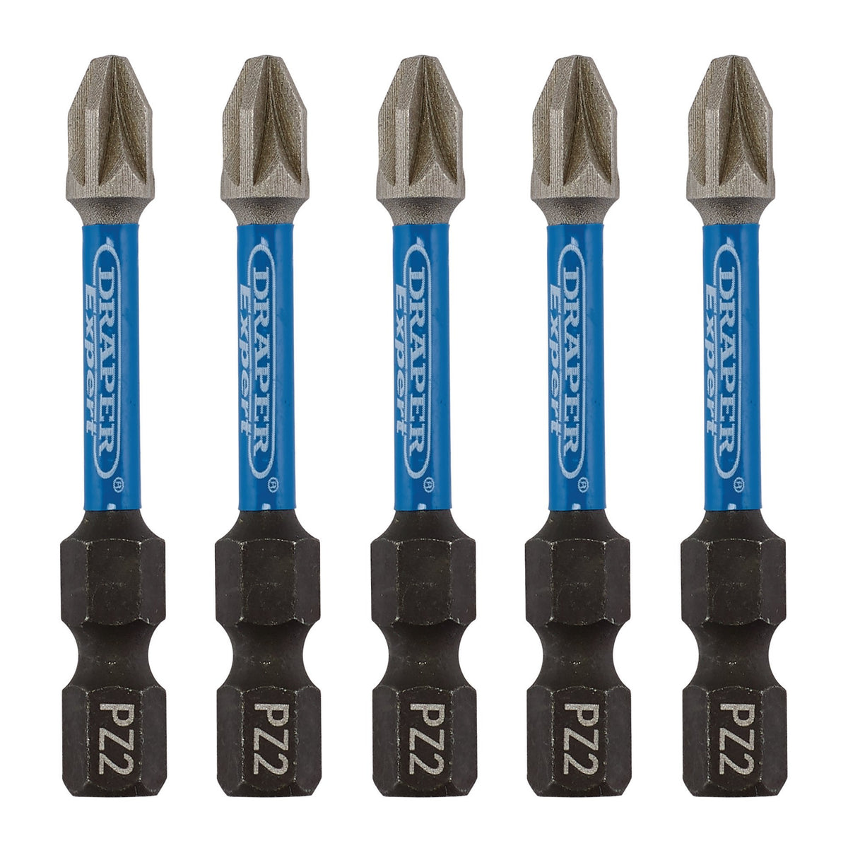 Draper Expert PZ-Type Impact Screwdriver Bits, No.2 x 50mm, 1/4" Hex (Pack of 5) : Model No. IMBH/PZ50/5