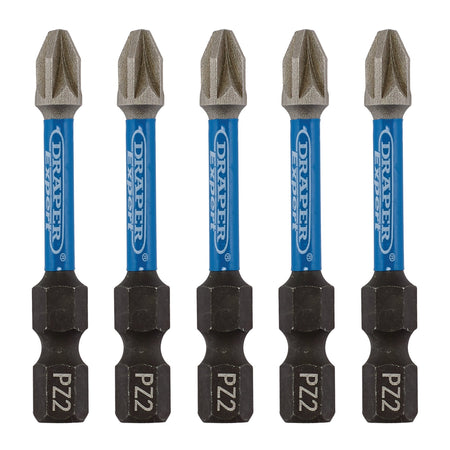 Draper Expert PZ-Type Impact Screwdriver Bits, No.2 x 50mm, 1/4" Hex (Pack of 5) : Model No. IMBH/PZ50/5