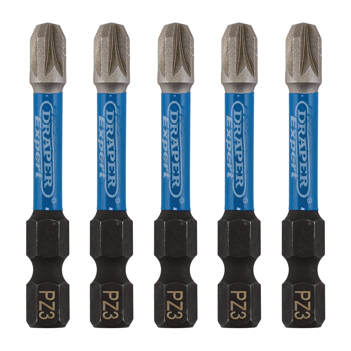 Draper Expert PZ-Type Impact Screwdriver Bits, No.3 x 50mm, 1/4" Hex (Pack of 5) : Model No. IMBH/PZ50/5