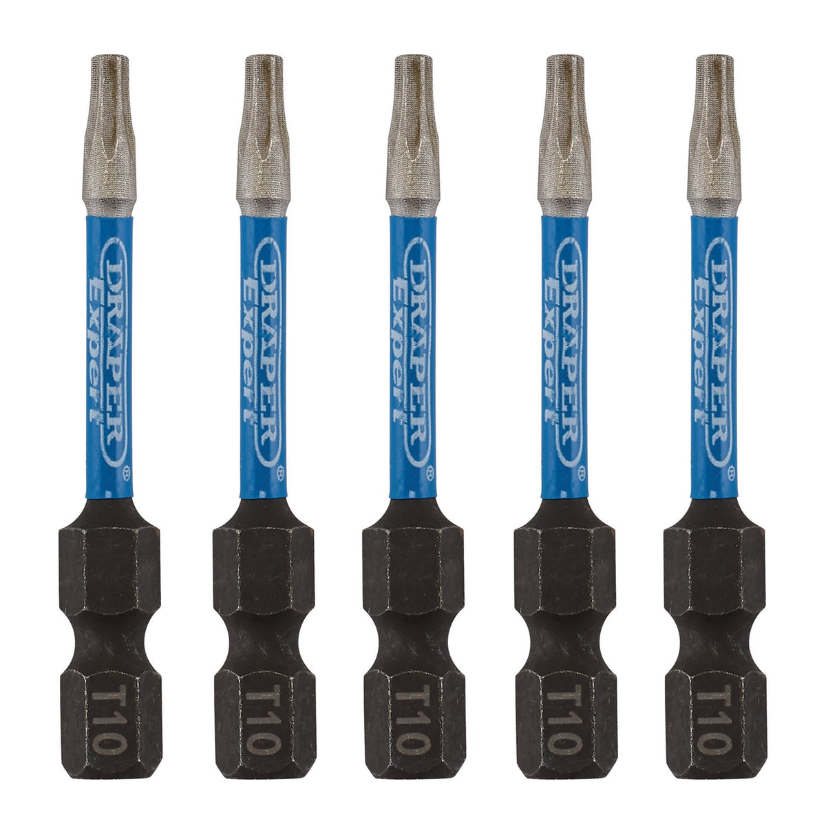 Draper Expert TX-STAR Impact Screwdriver Bits, T10 x 50mm, 1/4" Hex (Pack of 5) : Model No. IMBH/TX50/5
