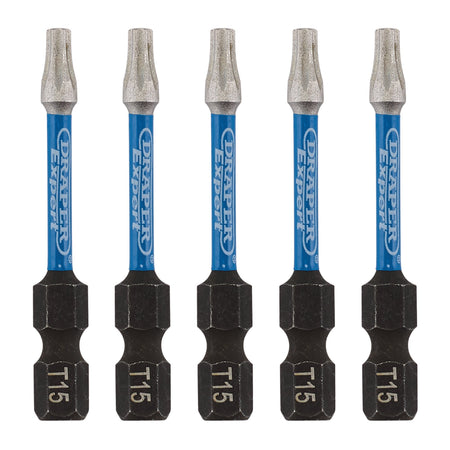 Draper Expert TX-STAR Impact Screwdriver Bits, T15 x 50mm, 1/4" Hex (Pack of 5) : Model No. IMBH/TX50/5