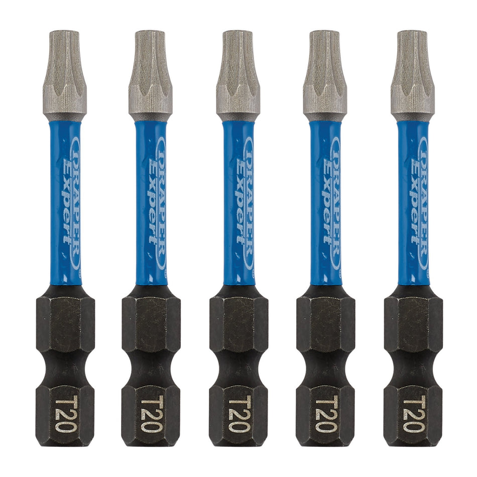 Draper Expert TX-STAR Impact Screwdriver Bits, T20 x 50mm, 1/4" Hex (Pack of 5) : Model No. IMBH/TX50/5