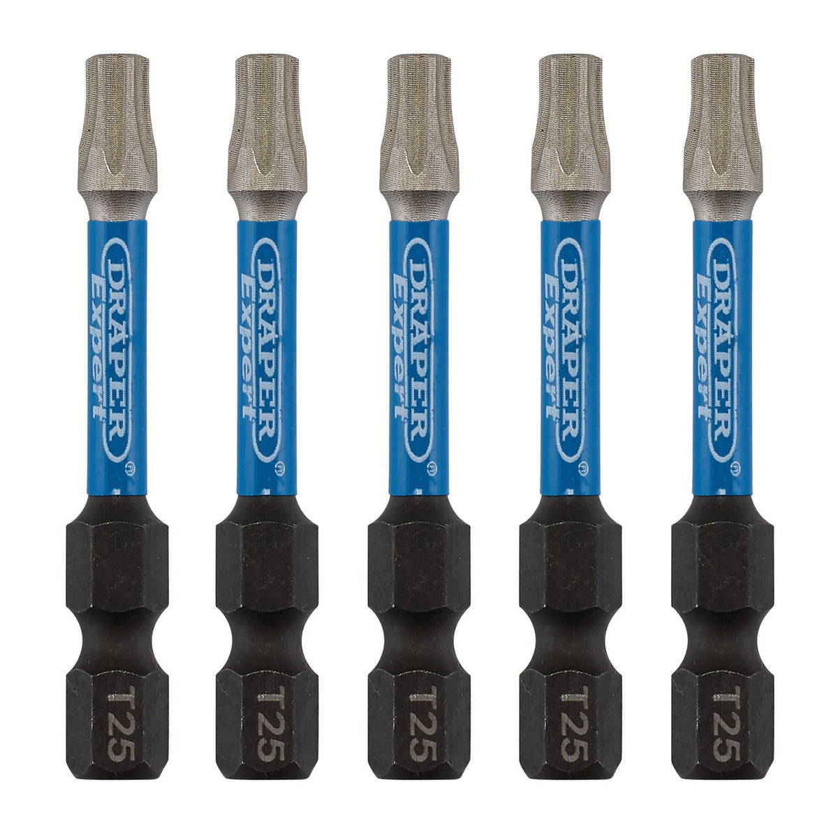Draper Expert TX-STAR Impact Screwdriver Bits, T25 x 50mm, 1/4" Hex (Pack of 5) : Model No. IMBH/TX50/5