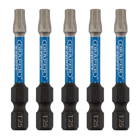 Draper Expert TX-STAR Impact Screwdriver Bits, T25 x 50mm, 1/4" Hex (Pack of 5) : Model No. IMBH/TX50/5