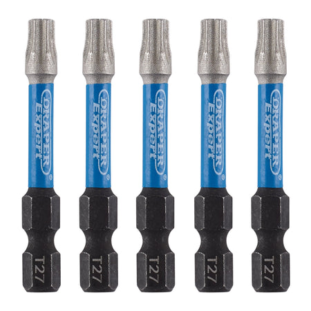 Draper Expert TX-STAR Impact Screwdriver Bits, T27 x 50mm, 1/4" Hex (Pack of 5) : Model No. IMBH/TX50/5