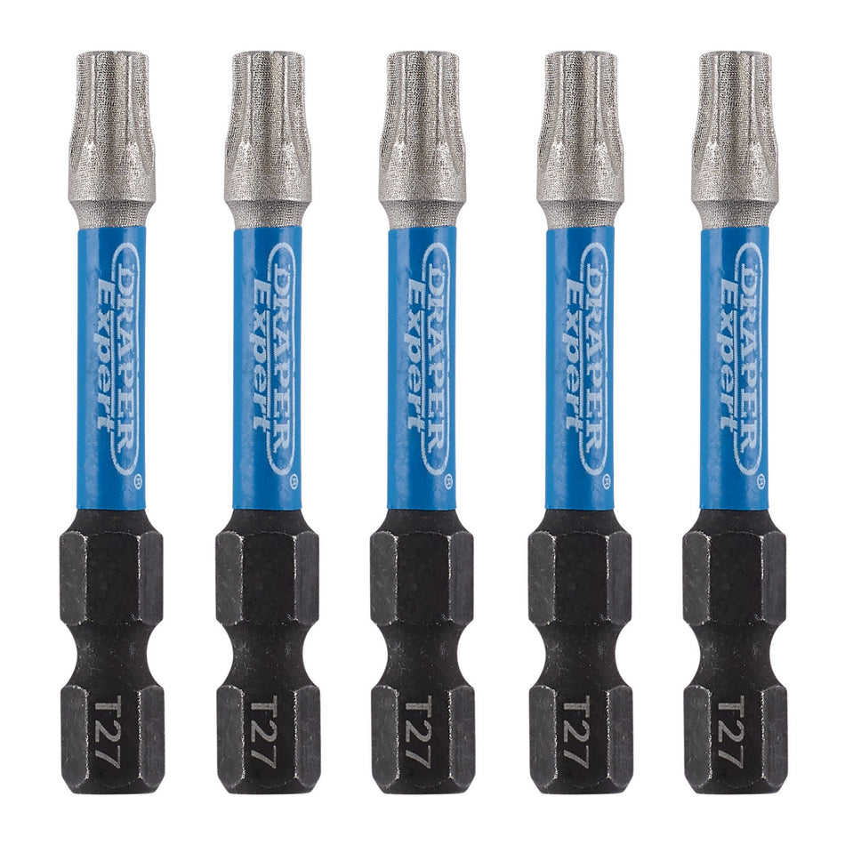 Draper Expert TX-STAR Impact Screwdriver Bits, T27 x 50mm, 1/4" Hex (Pack of 5) : Model No. IMBH/TX50/5