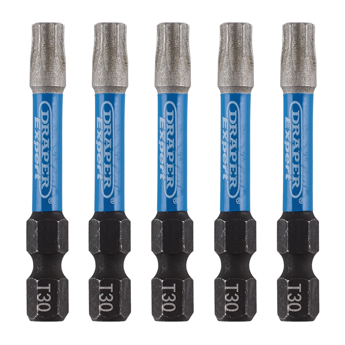 Draper Expert TX-STAR Impact Screwdriver Bits, T30 x 50mm, 1/4" Hex (Pack of 5) : Model No. IMBH/TX50/5