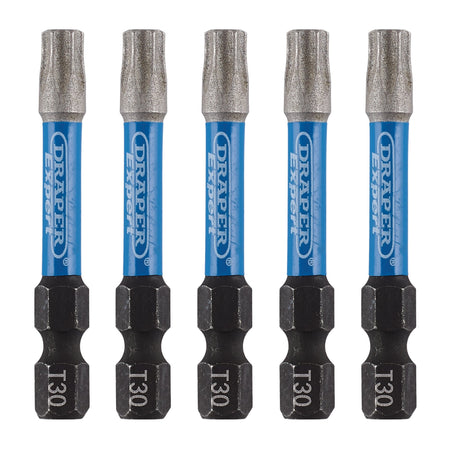 Draper Expert TX-STAR Impact Screwdriver Bits, T30 x 50mm, 1/4" Hex (Pack of 5) : Model No. IMBH/TX50/5