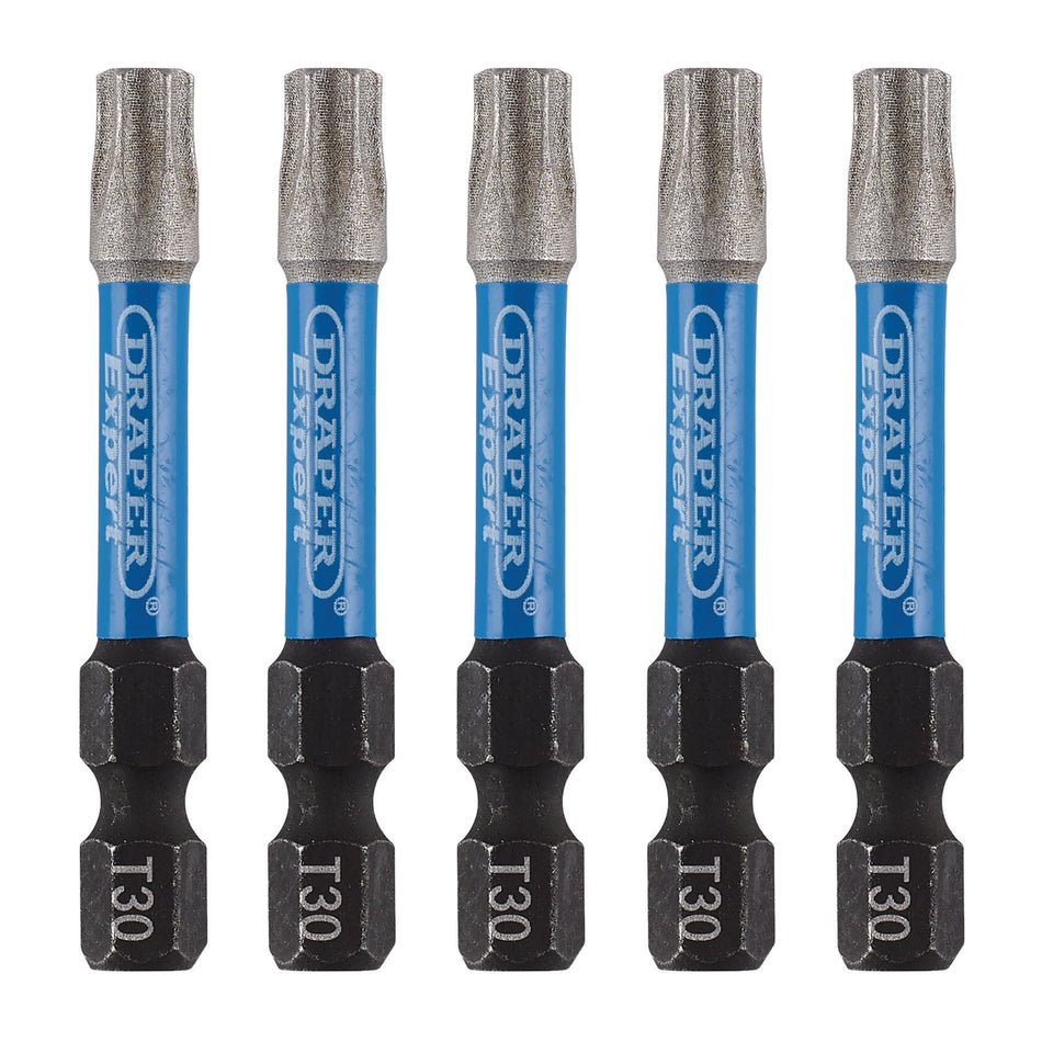 Draper Expert TX-STAR Impact Screwdriver Bits, T30 x 50mm, 1/4" Hex (Pack of 5) : Model No. IMBH/TX50/5