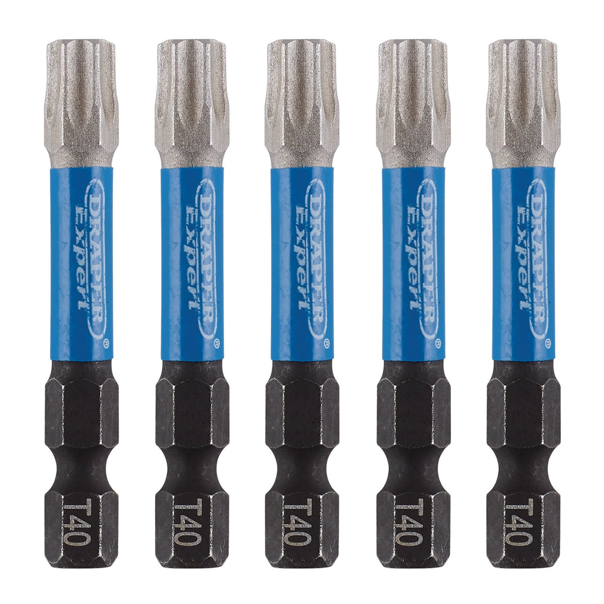 Draper Expert TX-STAR Impact Screwdriver Bits, T40 x 50mm, 1/4" Hex (Pack of 5) : Model No. IMBH/TX50/5
