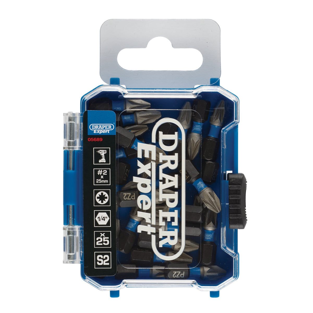 Draper Expert PZ-Type Impact Screwdriver Bits, No.2 x 25mm, 1/4" Hex (Pack of 25) : Model No. IMBH/PZ25/25